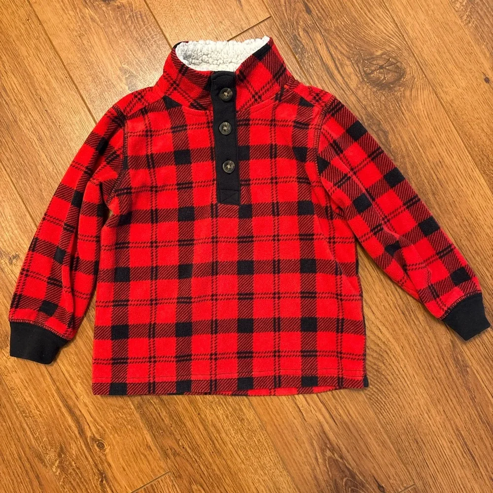 Carter's Red Plaid Kids Pullover Fleece. Size 2T